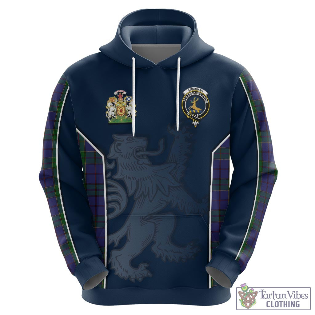 Tartan Vibes Clothing Strachan Tartan Hoodie with Family Crest and Lion Rampant Vibes Sport Style