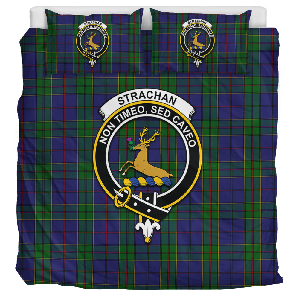 Strachan Tartan Bedding Set with Family Crest UK Bedding Set UK Super King 104*94 inch - Tartan Vibes Clothing