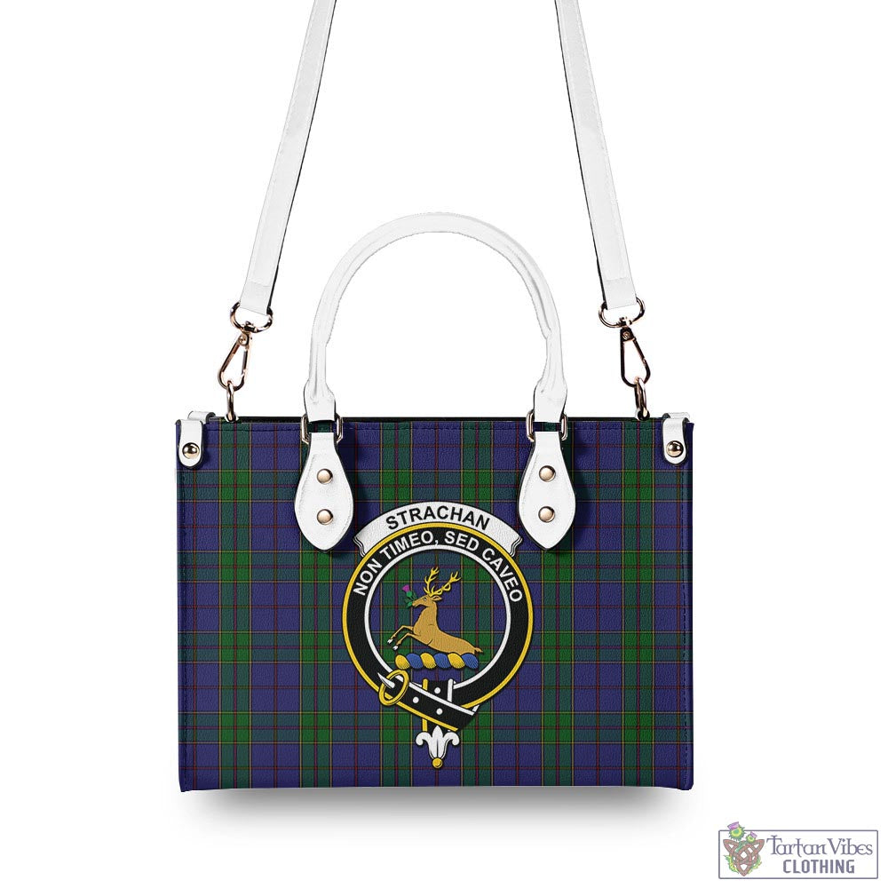 Tartan Vibes Clothing Strachan Tartan Luxury Leather Handbags with Family Crest