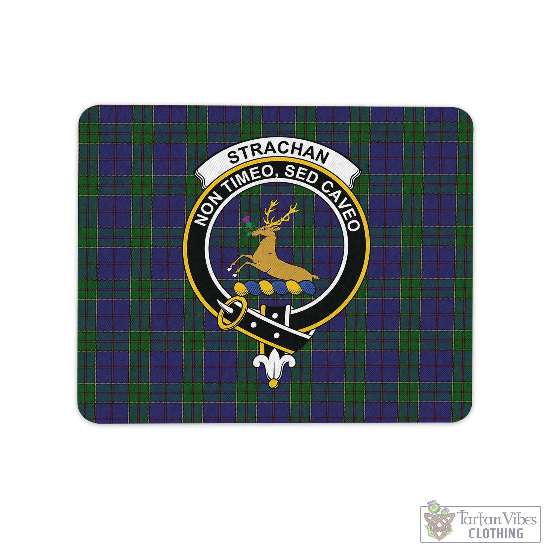 Tartan Vibes Clothing Strachan Tartan Mouse Pad with Family Crest