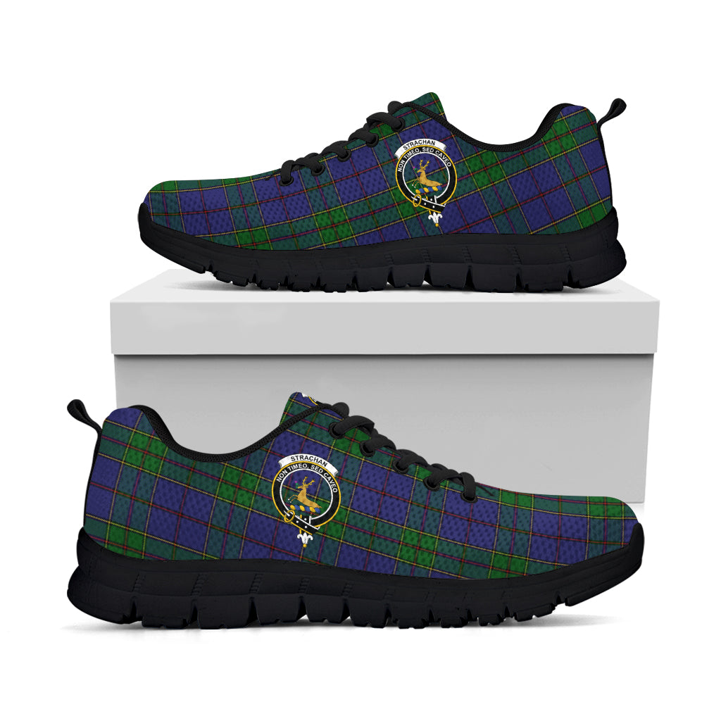 Strachan Tartan Sneakers with Family Crest - Tartan Vibes Clothing