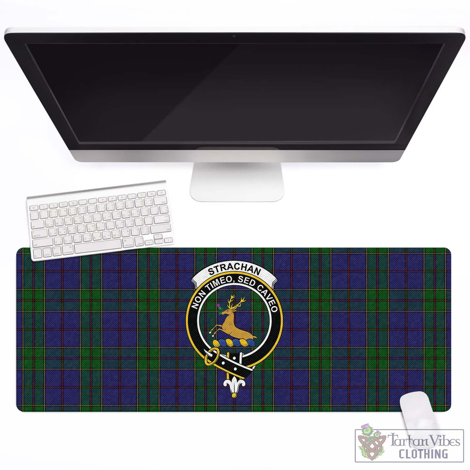 Tartan Vibes Clothing Strachan Tartan Mouse Pad with Family Crest