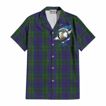 Strachan Clan Crest In Me Tartan Cotton Hawaiian Shirt Scotland Flag Style