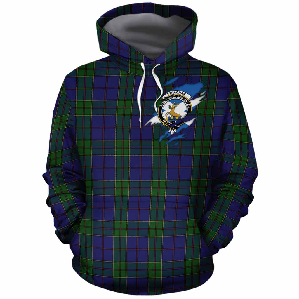 Strachan Clan Crest In Me Tartan Cotton Hoodie Scotland Flag Style