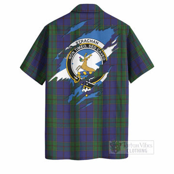 Strachan Clan Crest In Me Tartan Hawaiian Shirt Scotland Flag Style