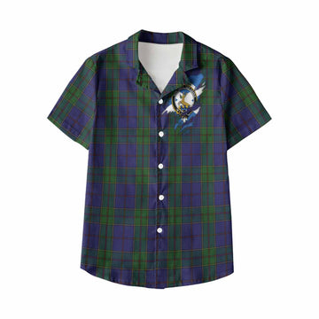 Strachan Clan Crest In Me Tartan Kid Hawaiian Shirt Scotland Flag Style