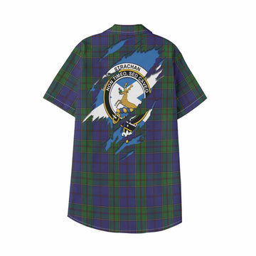 Strachan Clan Crest In Me Tartan Kid Hawaiian Shirt Scotland Flag Style