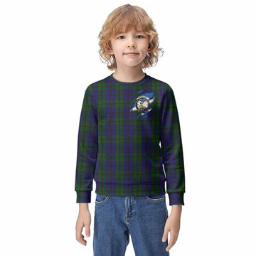 Strachan Clan Crest In Me Tartan Kid Knitted Sweatshirt Scotland Flag Style
