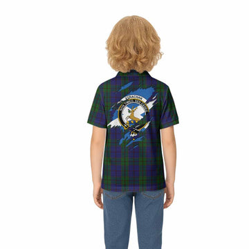 Strachan Clan Crest In Me Tartan Kid Polo Shirt Scotland Flag Style
