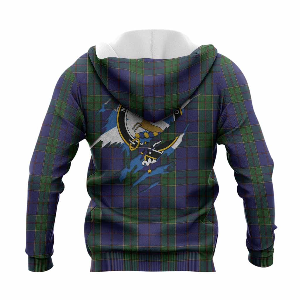 Strachan Clan Crest In Me Tartan Knitted Hoodie Scotland Flag Style