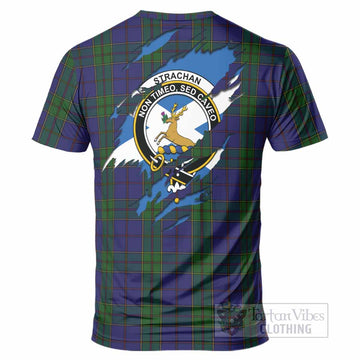 Strachan Clan Crest In Me Tartan T-Shirt Scotland Flag Style