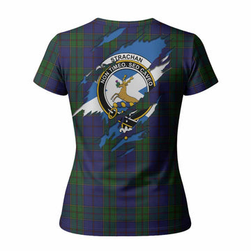 Strachan Clan Crest In Me Tartan Women T shirt Scotland Flag Style