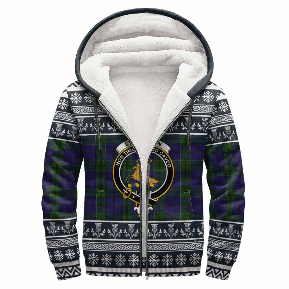 Strachan Clan Tartan Christmas Fleece Hoodie with Family Crest - Tartan Vibes Clothing
