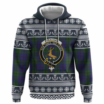 Strachan Clan Tartan Christmas Hoodie with Family Crest