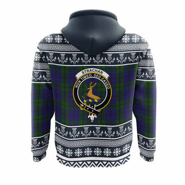 Strachan Clan Tartan Christmas Hoodie with Family Crest