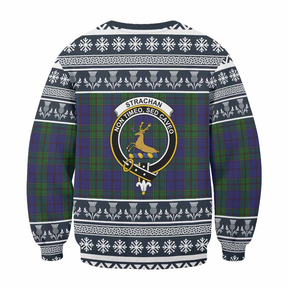 Strachan Clan Tartan Christmas Sweatshirt with Family Crest - Tartan Vibes Clothing