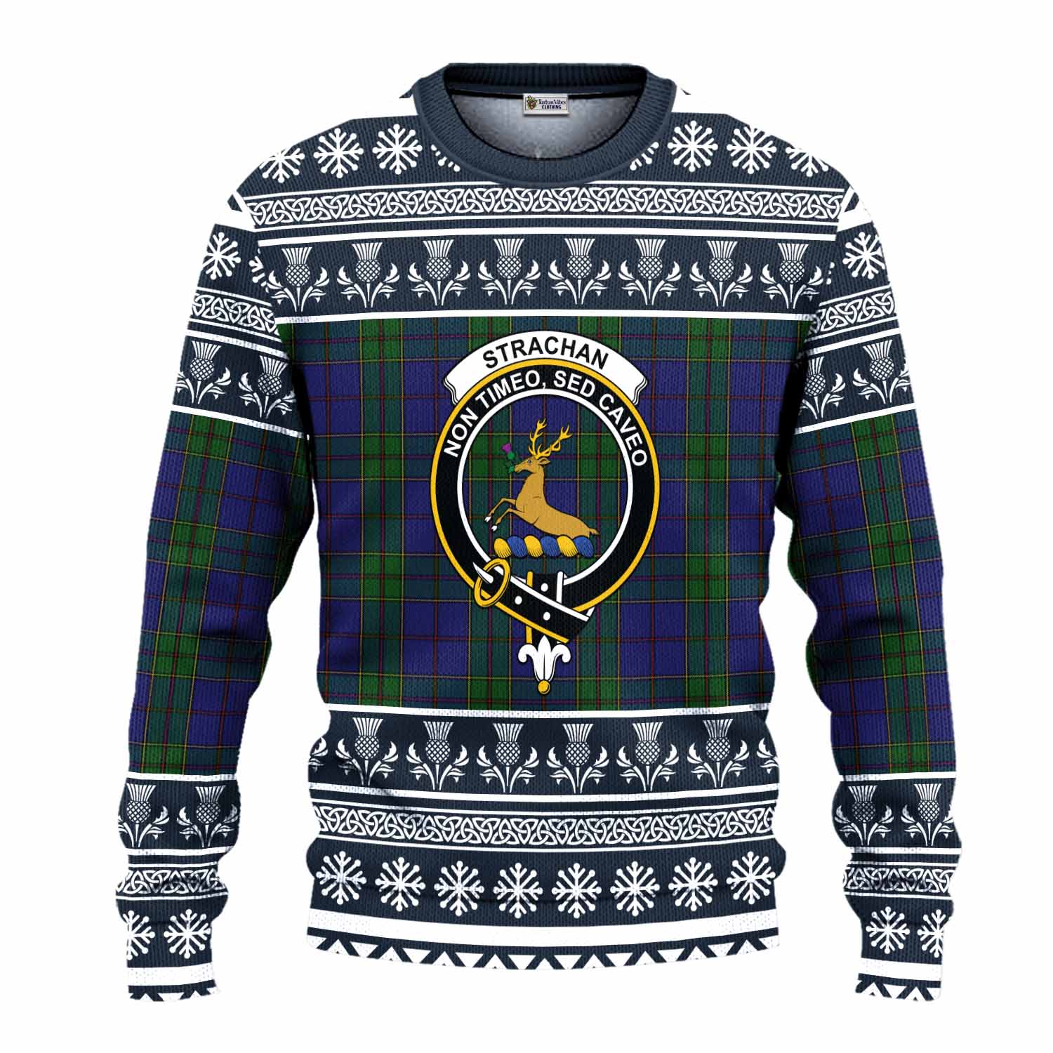 Strachan Clan Tartan Christmas Ugly Sweater with Family Crest - Tartan Vibes Clothing