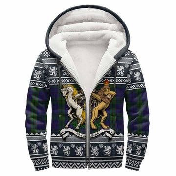 Strachan Clan Tartan Crest Christmas Fleece Hoodie Coat of Arms Funny Style