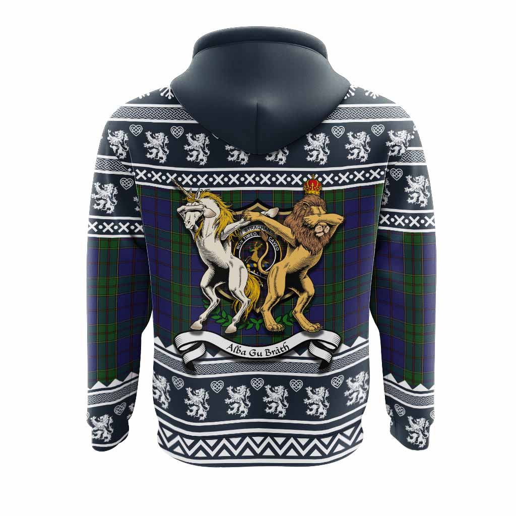 Strachan Clan Tartan Crest Christmas Hoodie Coat of Arms Funny Style - Tartan Vibes Clothing
