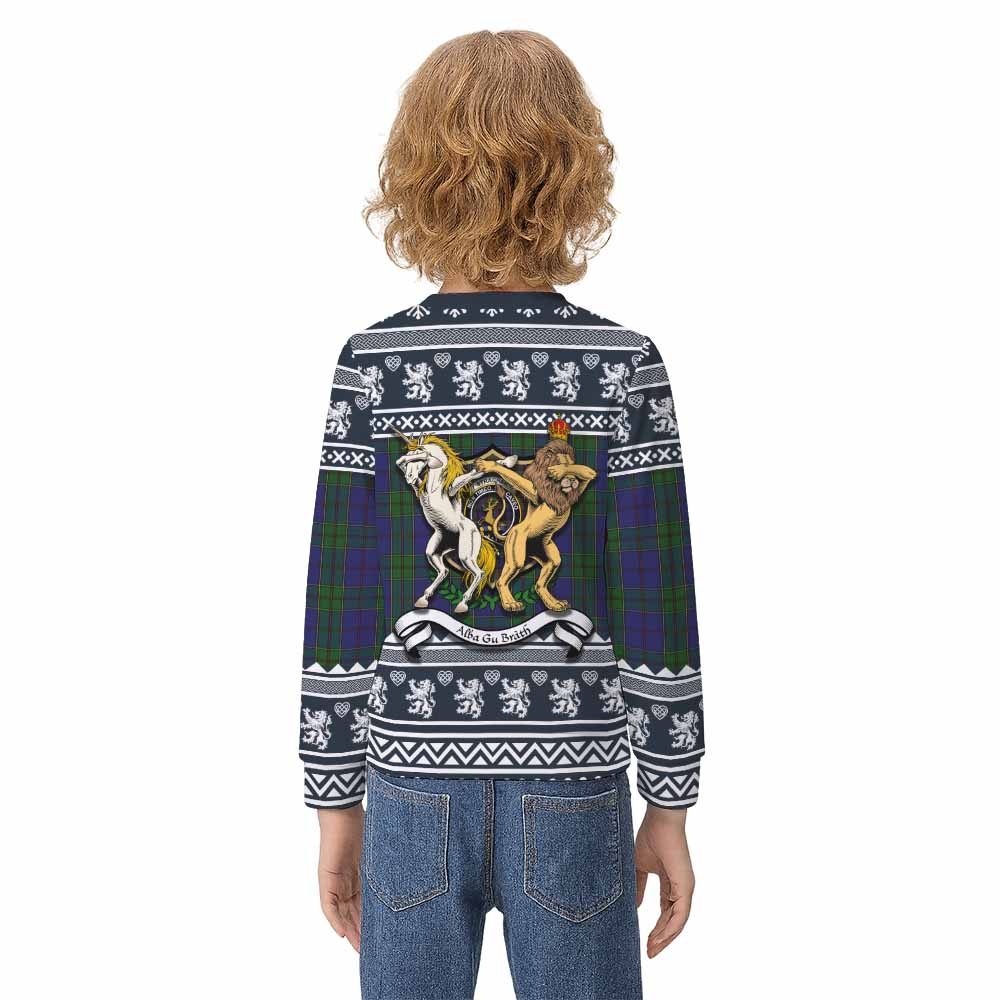 Strachan Clan Tartan Crest Christmas Kid Ugly Sweatshirt Coat of Arms Funny Style - Tartan Vibes Clothing