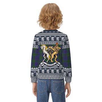 Strachan Clan Tartan Crest Christmas Kid Ugly Sweatshirt Coat of Arms Funny Style