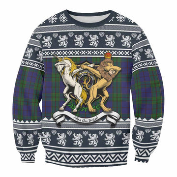 Strachan Clan Tartan Crest Christmas Sweatshirt Coat of Arms Funny Style