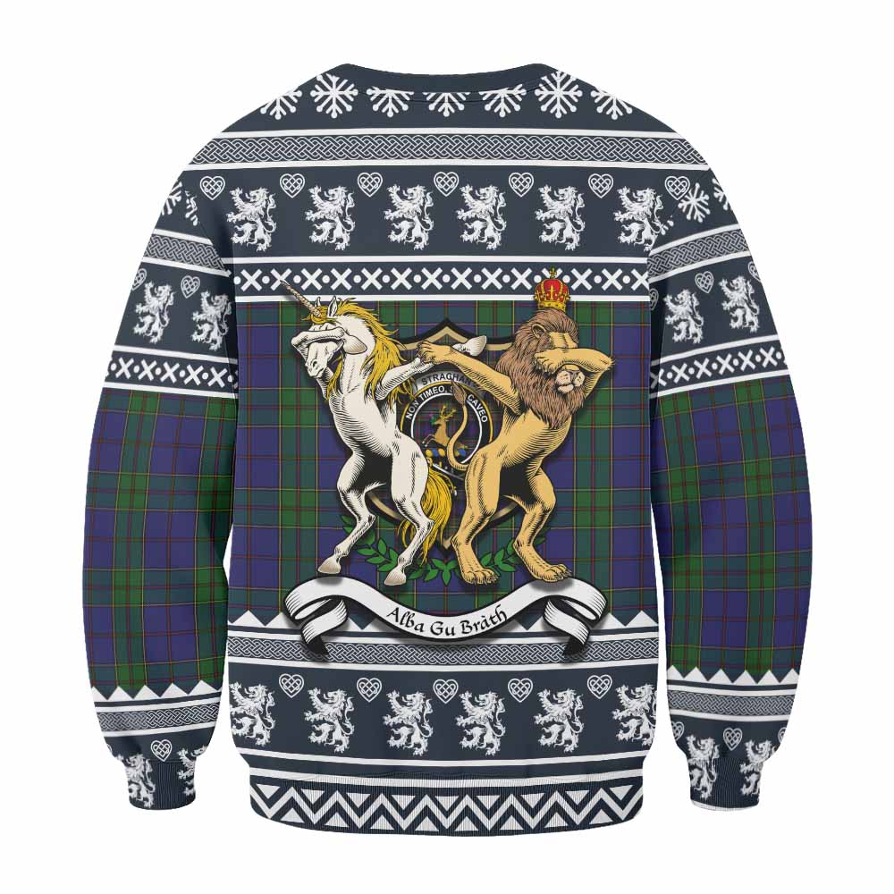 Strachan Clan Tartan Crest Christmas Sweatshirt Coat of Arms Funny Style - Tartan Vibes Clothing