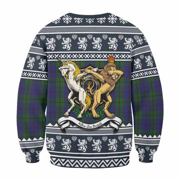 Strachan Clan Tartan Crest Christmas Sweatshirt Coat of Arms Funny Style