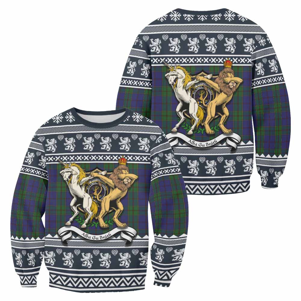 Strachan Clan Tartan Crest Christmas Sweatshirt Coat of Arms Funny Style - Tartan Vibes Clothing
