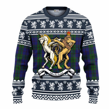 Strachan Clan Tartan Crest Christmas Ugly Sweater Coat of Arms Funny Style