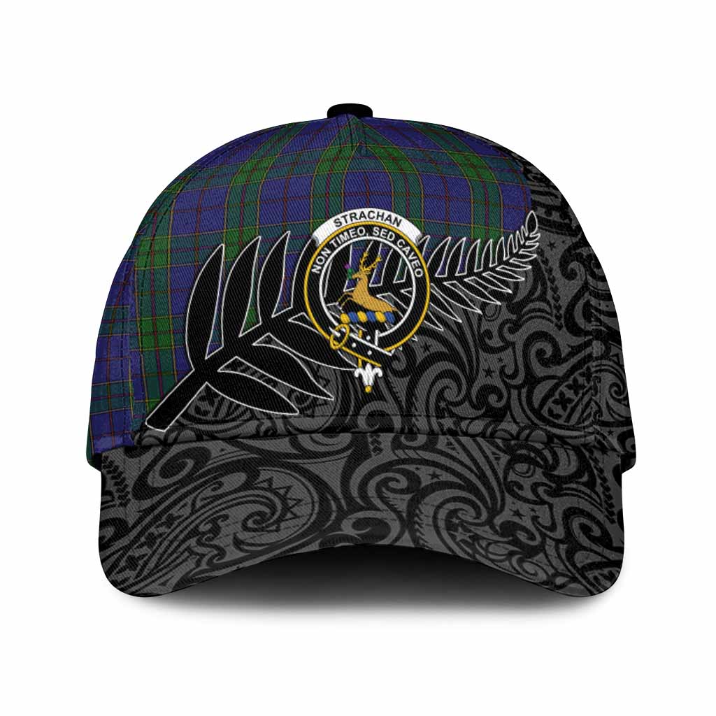Strachan Crest Tartan Classic Cap with New Zealand Silver Fern Half Style