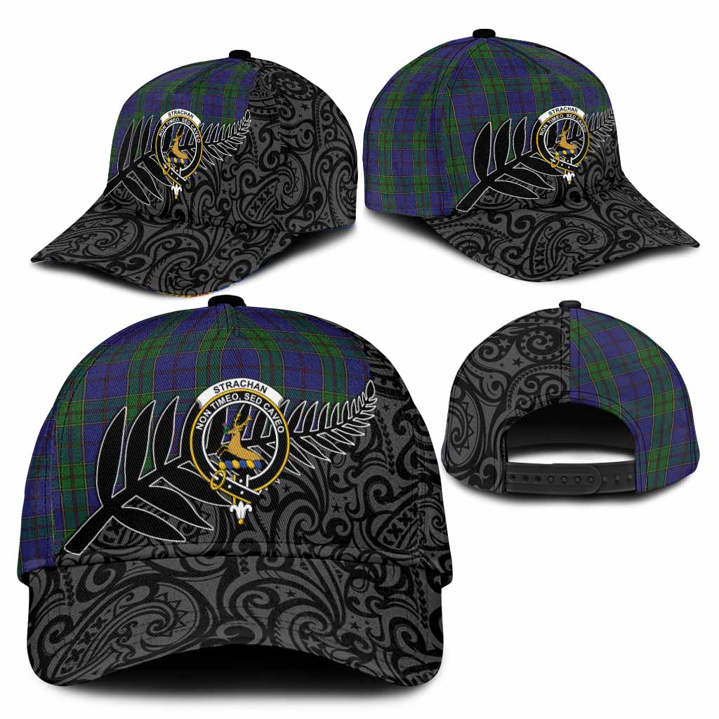 Strachan Crest Tartan Classic Cap with New Zealand Silver Fern Half Style