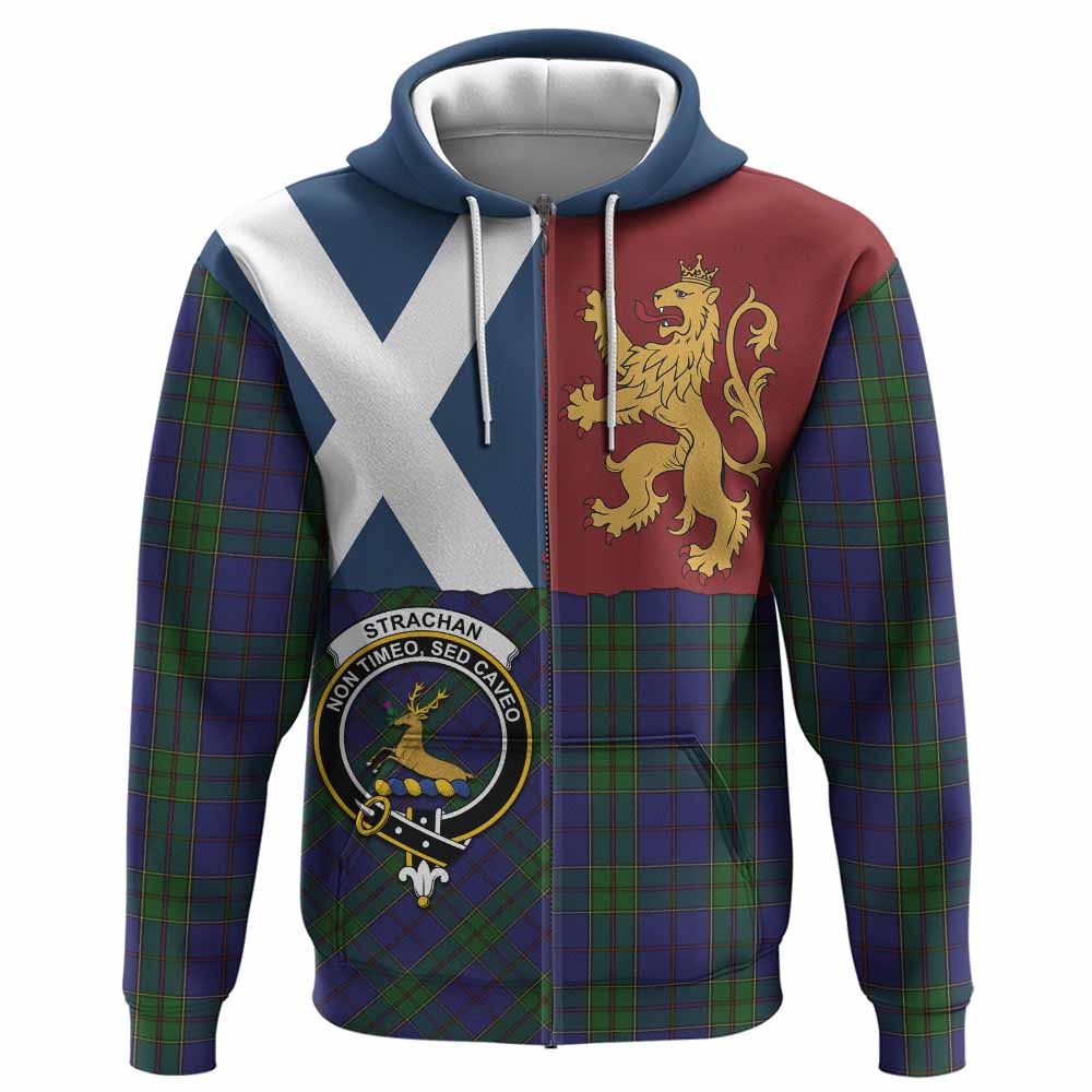 Strachan Crest Tartan Hoodie with Lion Rampant Saltire Style