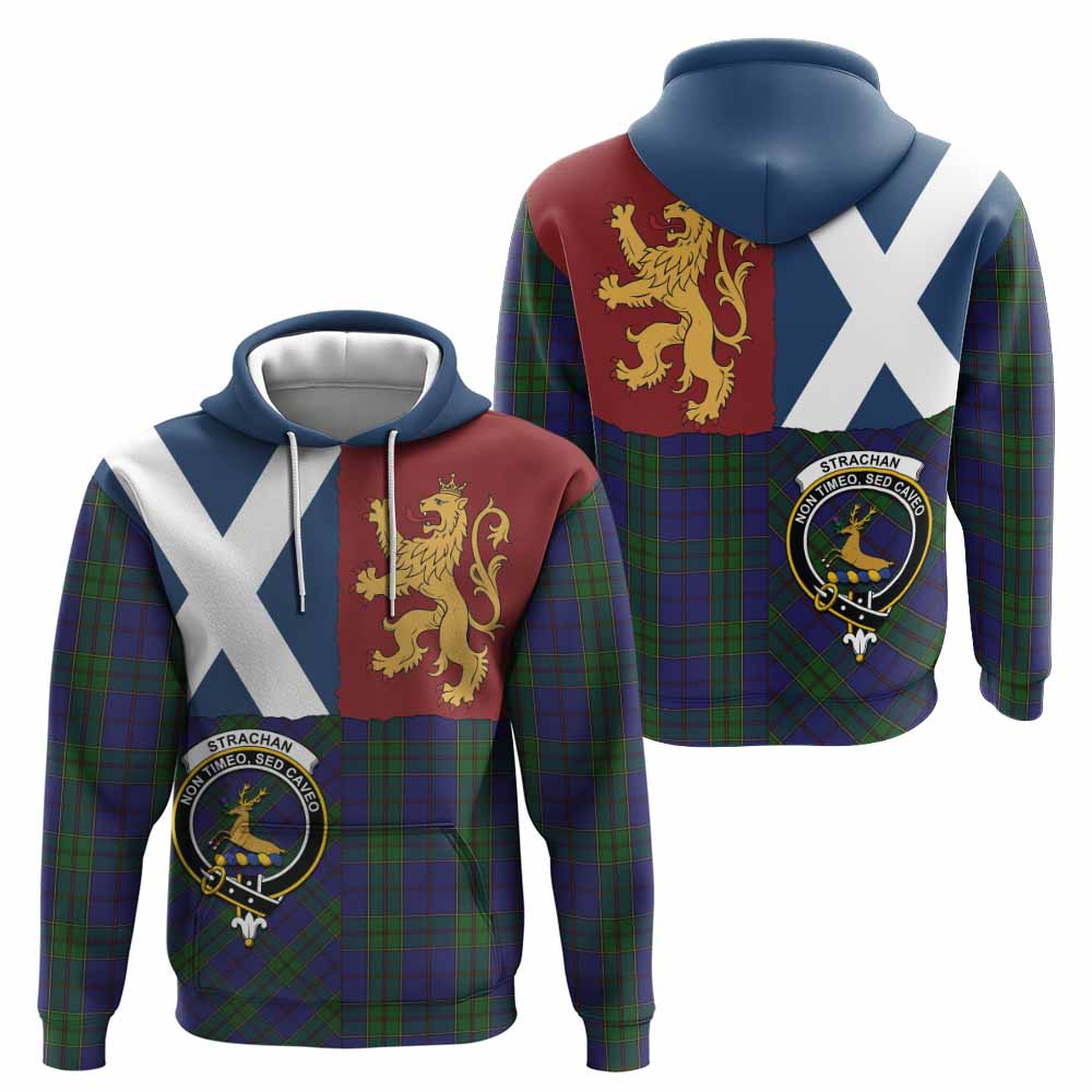 Strachan Crest Tartan Hoodie with Lion Rampant Saltire Style