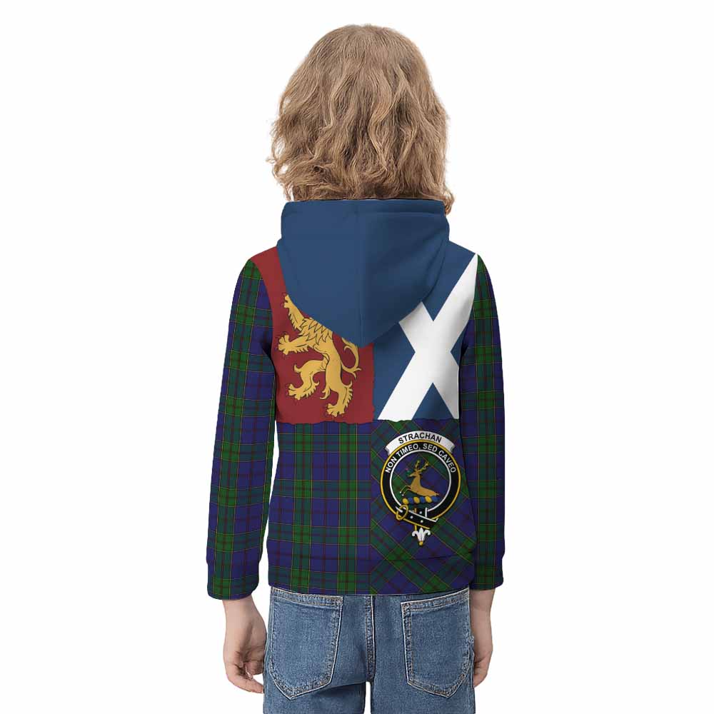 Strachan Crest Tartan Kid Hoodie with Lion Rampant Saltire Style - Tartan Vibes Clothing