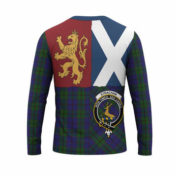 Strachan Crest Tartan Long Sleeve T-Shirt with Lion Rampant Saltire Style