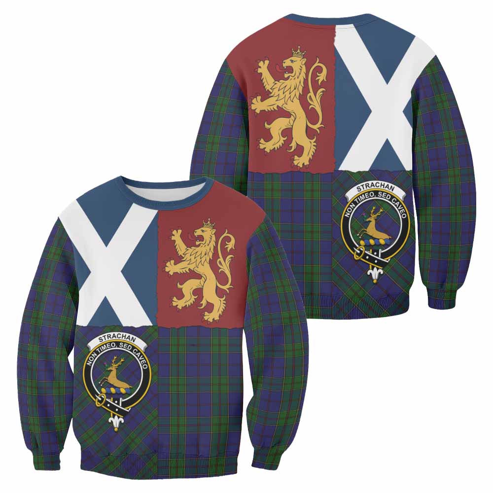 Strachan Crest Tartan Sweatshirt with Lion Rampant Saltire Style