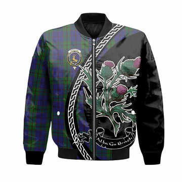 Strachan Family Crest Tartan Bomber Jacket Alba Thistle Inspired
