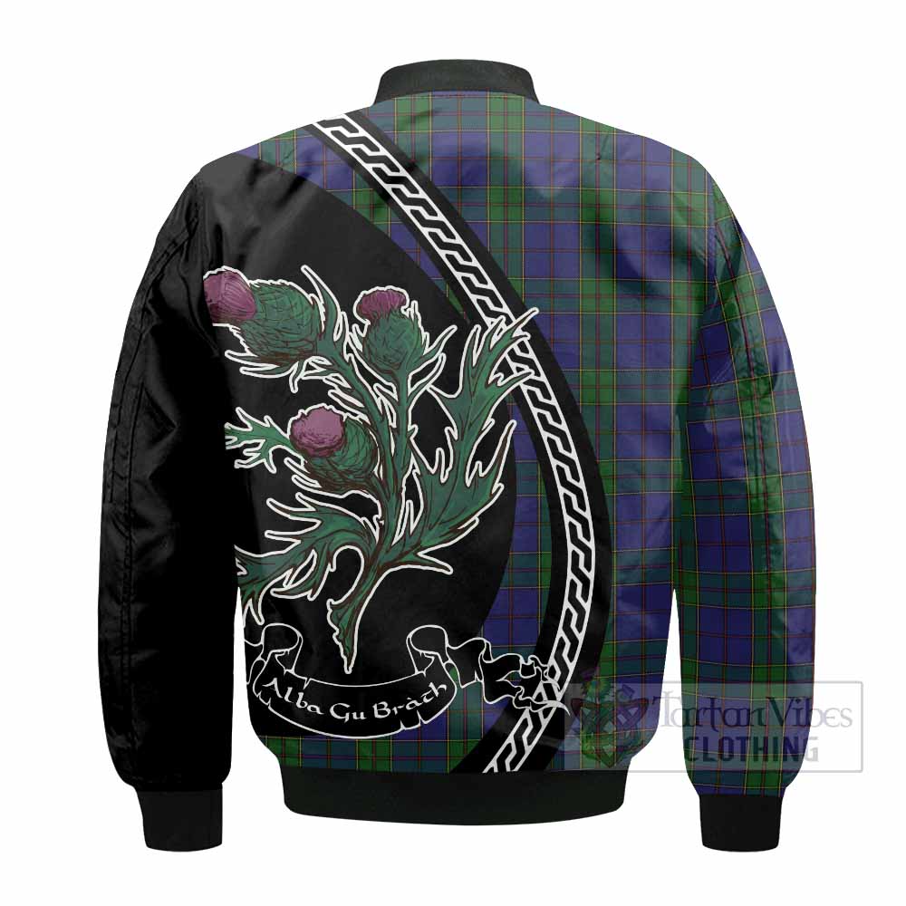 Strachan Family Crest Tartan Bomber Jacket Alba Thistle Inspired - Tartan Vibes Clothing