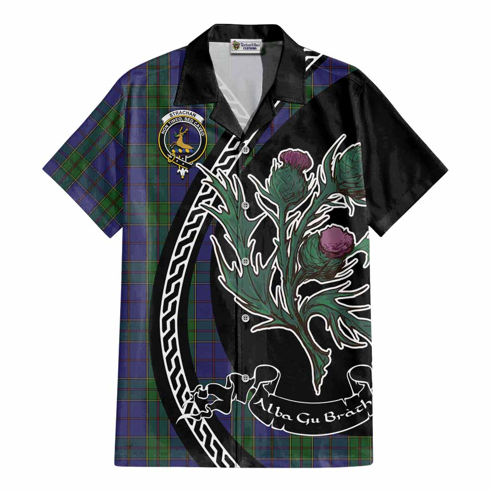 Strachan Family Crest Tartan Cotton Hawaiian Shirt Alba Thistle Inspired - Tartan Vibes Clothing