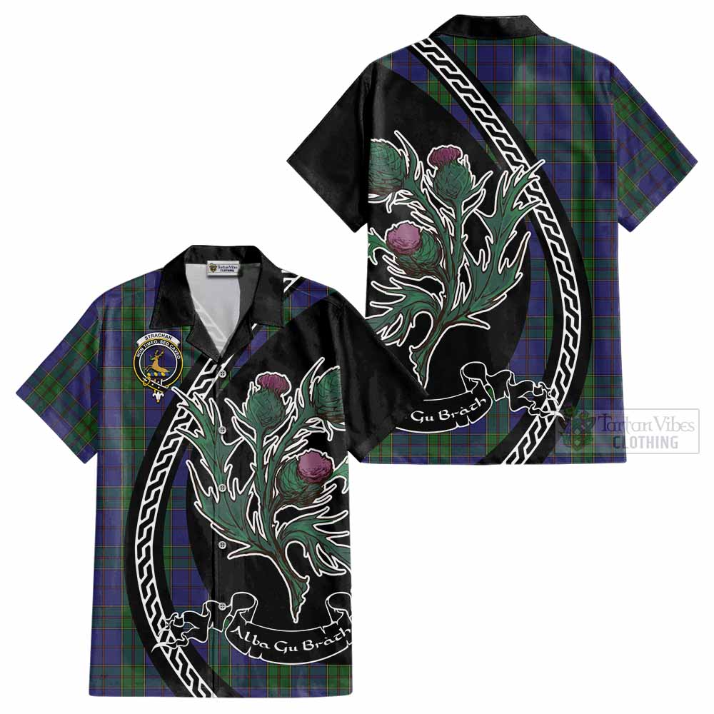 Strachan Family Crest Tartan Cotton Hawaiian Shirt Alba Thistle Inspired - Tartan Vibes Clothing