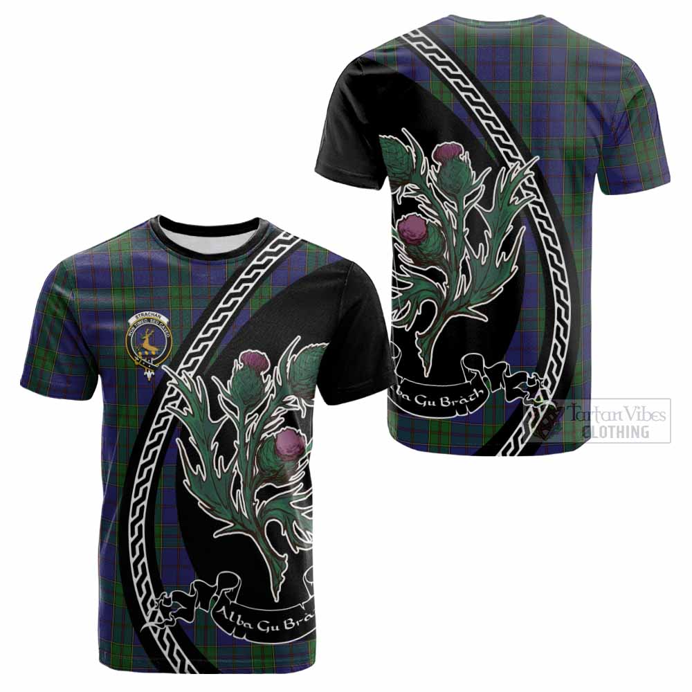 Strachan Family Crest Tartan Cotton T-shirt Alba Thistle Inspired - Tartan Vibes Clothing
