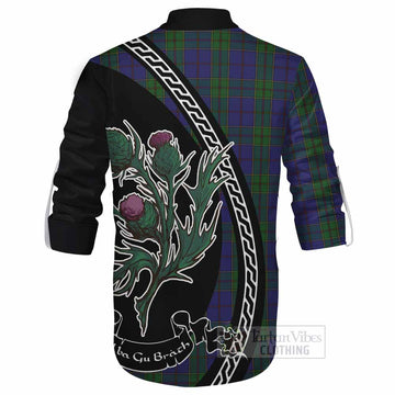 Strachan Family Crest Tartan Ghillie Shirt Alba Thistle Inspired