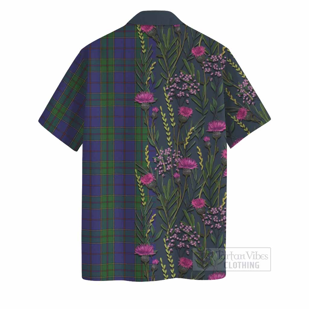 Strachan Family Crest Tartan Hawaiian Shirt Scottish Thistle Flower Pattern Half Style - Tartan Vibes Clothing