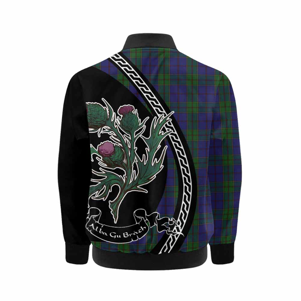 Strachan Family Crest Tartan Kid Bomber Jacket Alba Thistle Inspired - Tartan Vibes Clothing