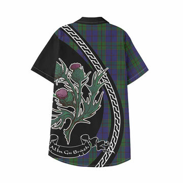 Strachan Family Crest Tartan Kid Hawaiian Shirt Alba Thistle Inspired