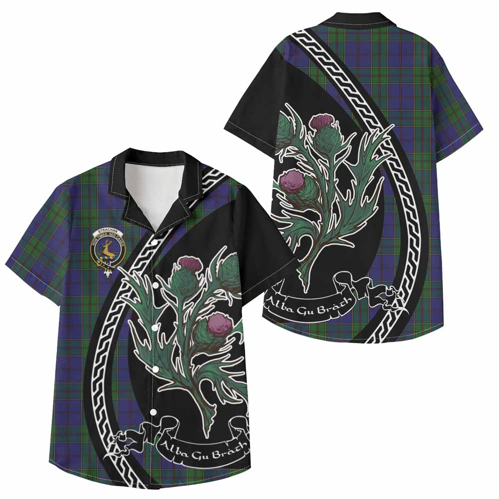 Strachan Family Crest Tartan Kid Hawaiian Shirt Alba Thistle Inspired - Tartan Vibes Clothing
