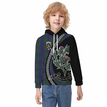 Strachan Family Crest Tartan Kid Hoodie Alba Thistle Inspired