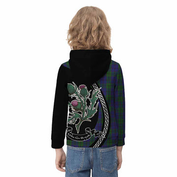 Strachan Family Crest Tartan Kid Hoodie Alba Thistle Inspired