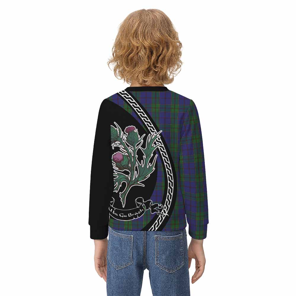 Strachan Family Crest Tartan Kid Knitted Sweatshirt Alba Thistle Inspired - Tartan Vibes Clothing